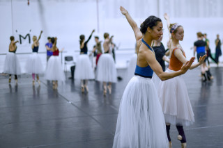 Sarah Kundi, Emily Suzuki and Artists of English National Ballet during rehearsals.