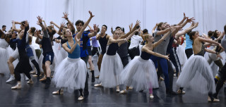 Artists of English National Ballet in rehearsal for Christopher Wheeldon's Cinderella.