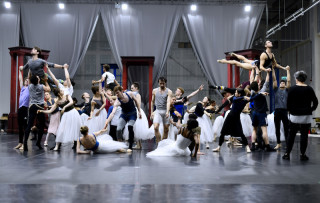 Artists of English National Ballet in rehearsal for Christopher Wheeldon's Cinderella.